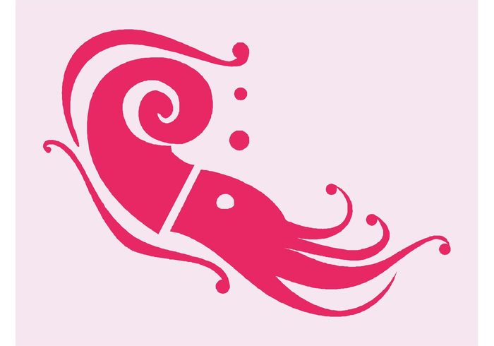 water tentacles tattoo swirls sticker Squid vector squid silhouette sea ocean nature marine icon fauna dots Aquatic animal 