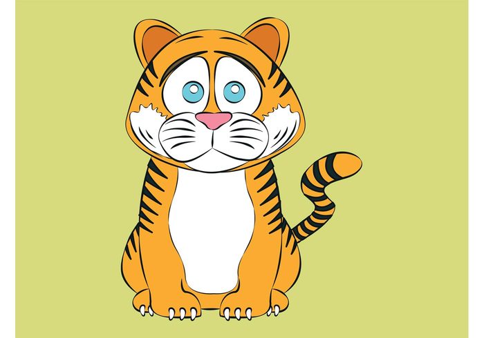 wild stylized stripes fur funny eyes Depressed claws character cartoon caricature animal 