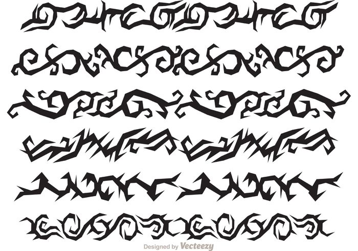 tribal tattoo Tahiti symbol swirl sign shape Polynesian Pacific native hawaiian tribal border hawaiian tribal Hawaiian hawaii Folk ethnic divider design decorative curl border black  
