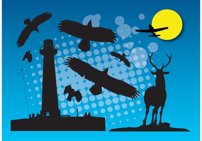 water tower seagull night nature moon man lighthouse light fishing Fisher fire effect eagle dots dock deer bird of prey bay airplane 
