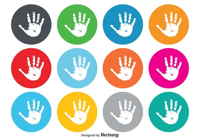yellow symbol stamp silhouette sign shape round icon round red print pictogram mark label icon set icon Human handprint icons handprint hand green graphic flat finger concept Colourful colorful icon set circular icons circle child handprint button blue badge app 