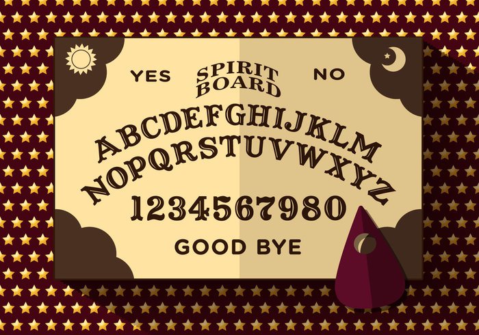 wood white vector teller Superstition sun star Spook spiritualism Spirit soothsayer seance Scare planchette ouija old occult number moon letter invisible illustration haunt halloween ghost game Fortune flat flame devil demon contact cardboard board black beige background angel 