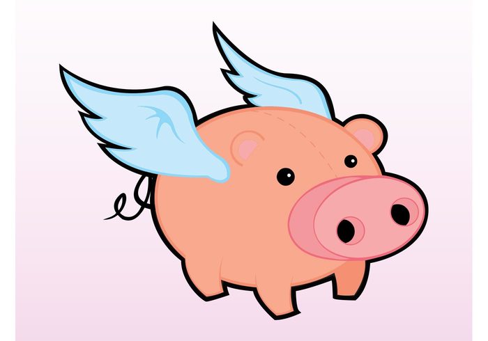 wings tail Snout Pink floyd pig Livestock flying fly fauna farm animal crazy comic character cartoon animal 