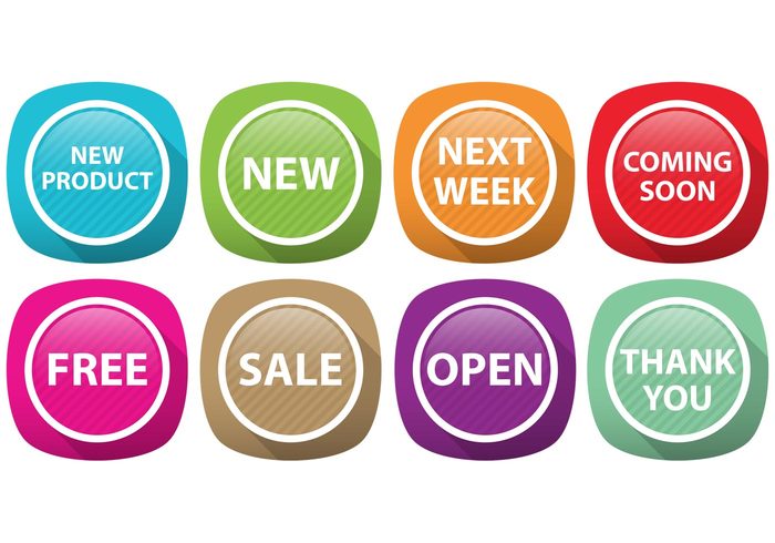 yellow week web thank you tag tab soon selling sell sale red purple promotional promotion promote promo product pink orange open next new modern label isolated icon green free flat commerce coming soon coming campaign button business brown blue banner badge announce advertising advertise 