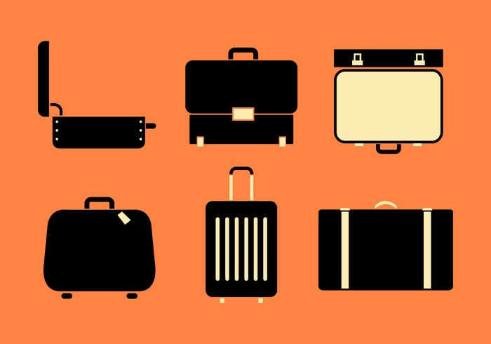 vintage travel top symbol suitcase sign set portfolio open suitcase open office object luggage isolated illustration flat design case business briefcase brief baggage bag background 