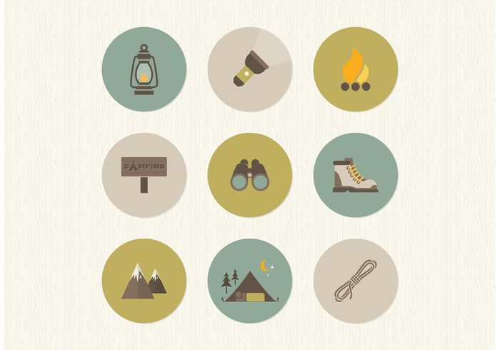 vector tree travel tourism tent symbol sport simple sign shoe set rope Recreation pictogram outdoors mounting leisure icon gas lamp forest flat flame fire equipment design collection campfire camp button binocular Adventure activity 