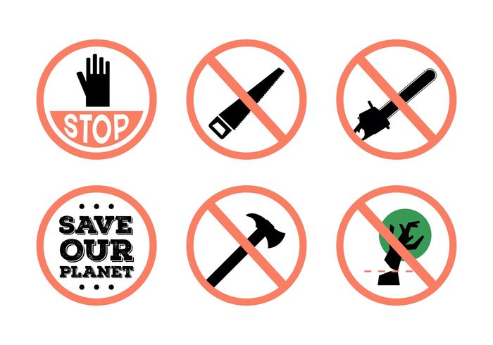 tree symbol stop recycle protection plant organic nature illustration forest environment earth design deforestation cut conservation concept chainsaw awareness 