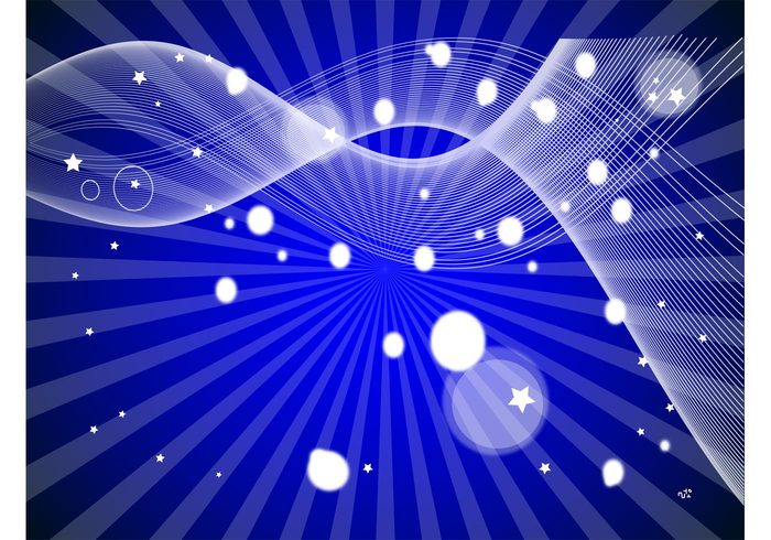 Wire frames wavy waving universe star space round rays lines light design element deep blue decoration curves curved circle bubble bokeh 