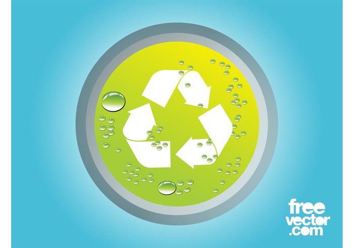 wet water shiny recycling symbol recycling recycle icon glossy environment ecology eco drops droplets button badge  