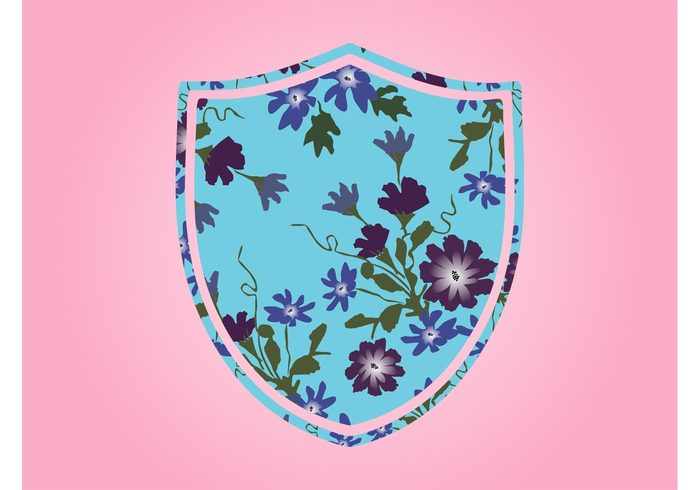 Stems spring Shield vector shield plants petals nature leaves heraldry heraldic flowers floral blossoms Blazon 