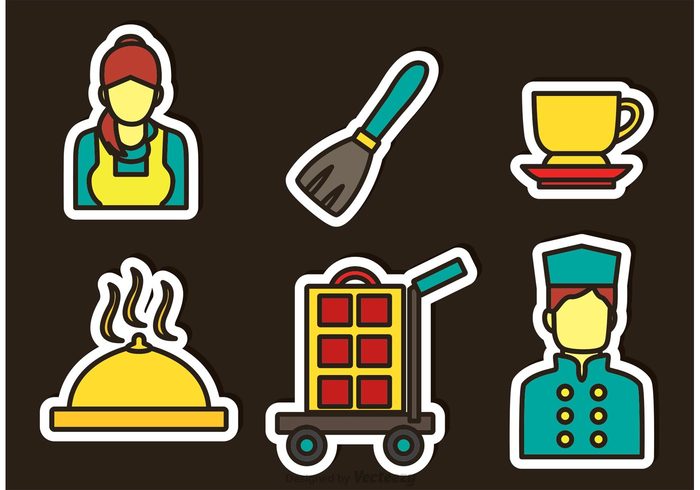 waiter vacation service people motel man Job hotel icon hotel food duster coffee cup coffee cleaning clean chef butler service butler business bag  