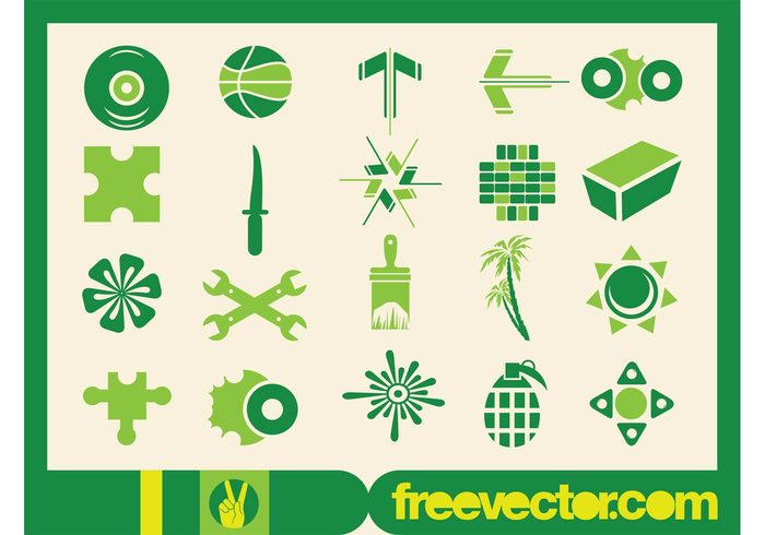 tools symbols stickers silhouettes puzzle plants palms music logos knife icons flowers decals ball arrows abstract 