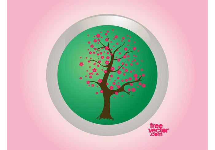 trunk tree spring sakura plant nature icon floral circle cherry tree branches blossoms blossom bloom badge 