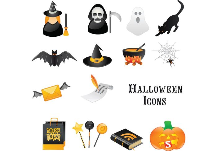 witch spider skull skeleton scary pumpkin jack o' lantern icon haunted halloween glossy ghost costume cat button broom bat 