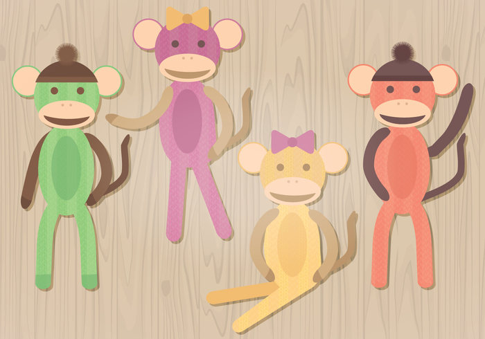 vector illustration toys sock monkey sock set pink monkey pink objects monkeys monkey kids toys kids illustration green girly cute children child animals 