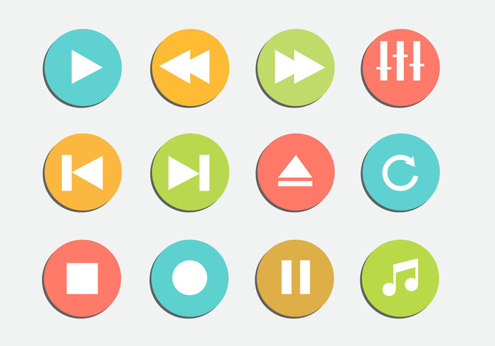 video vector template symbol speaker sound sign shiny shape replay record player pause music multimedia modern media internet interface illustration icon graphic forward flat equalizer element digital computer circle button arrow app abstract 