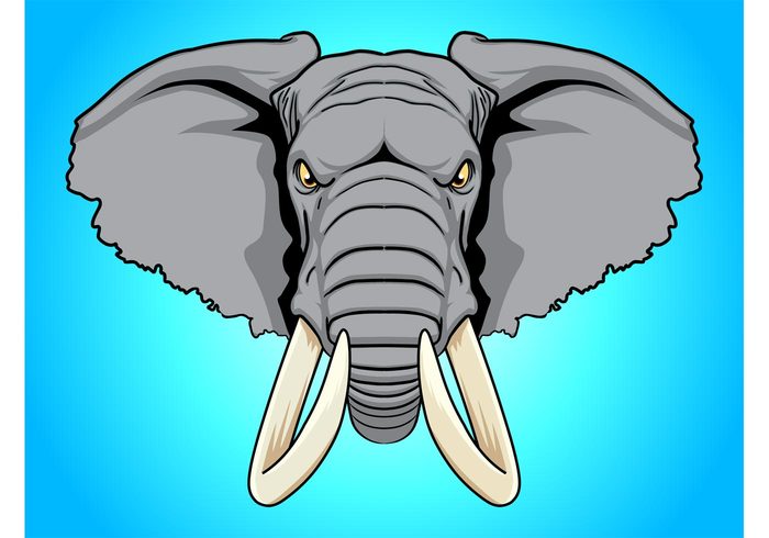 wrinkles tusks trunk team sport Rage mascot logo lines Fury ears comic cartoon animal angry african 