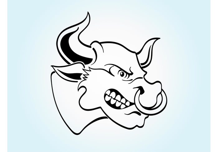 Rage Nose ring Livestock horns comic character cartoon bull animal angry anger 