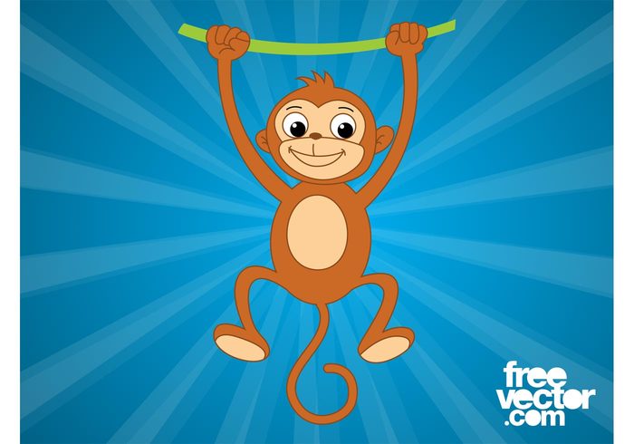 wild vine Smile play monkey mascot jungle happy fauna comic character cartoon animal 