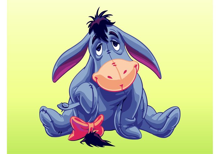 winnie the pooh sad ribbon donkey disney comic character cartoon bow book animal 