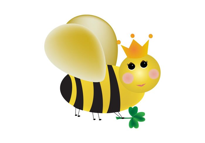 wings shamrock queen bee insect crown clover leaf clover character cartoon bee animal 