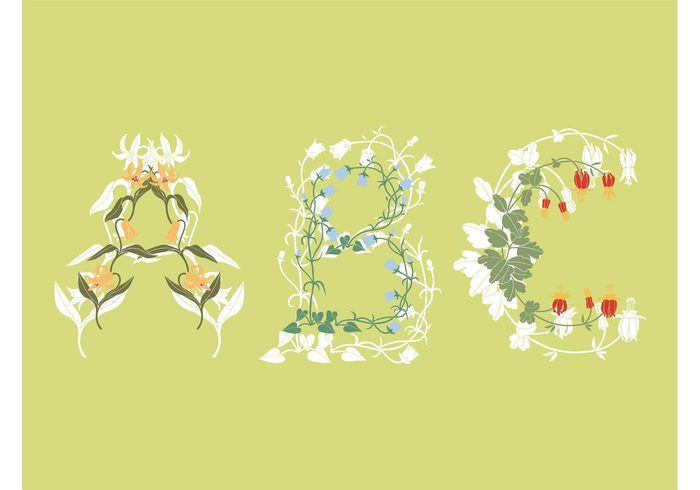 typography type spring silhouette plant ornament nature font flowers flower celebration card birthday alphabet 