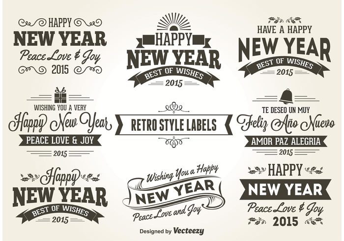year vintage vector typography type traditional text retro new years new year 2015 new year Lettering label invitation holiday happy new year happy 2015 happy greeting gift festive emblem element design decorative decoration creative collection celebration 2015 