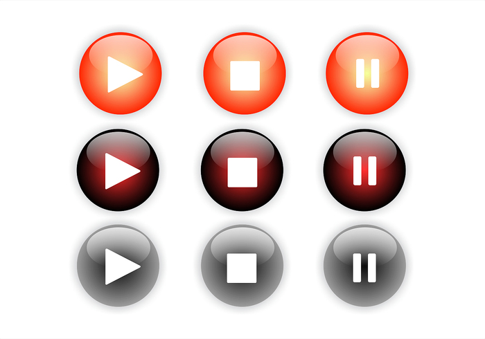 website web video touch stop sound shinny settings player play button icon play button play pause music modern media symbol media listen icon glossy digital control button set black 