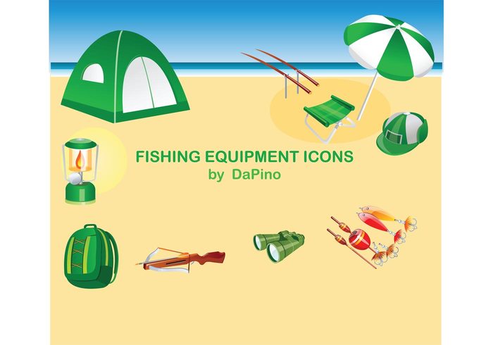umbrella tent Napsack Lures lantern fishing Crossbow binoculars beach backpack 