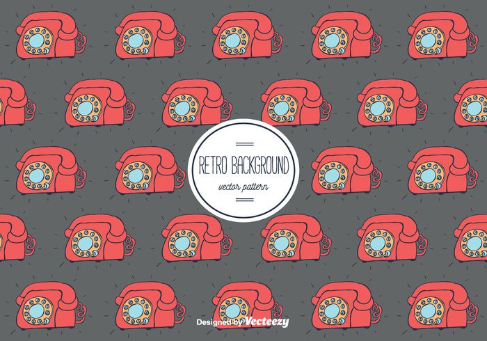 vector telephone style retro phone pattern hand drawn free doodle dial background 