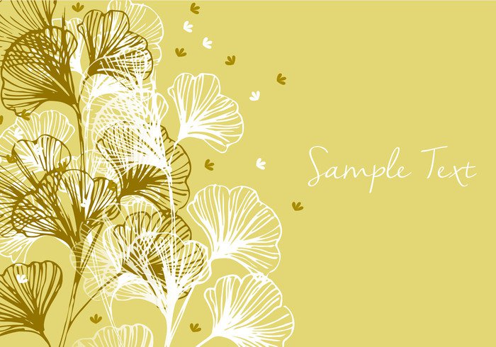 wallpaper vintage summer style spring nature leaf layout illustration green graphic Gingko flowers floral flora drawing design decorative decor colorful background backdrop 