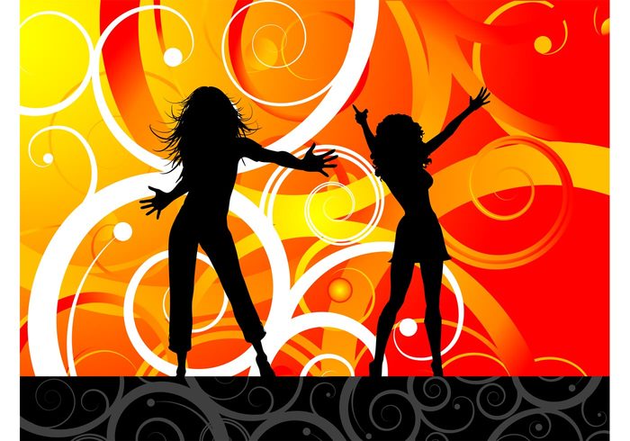 women woman swirls silhouettes sexy party girls disco dancing dance background 