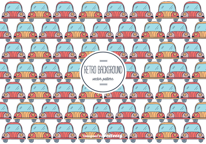 vector style retro pattern hand drawn free doodle cars car background 