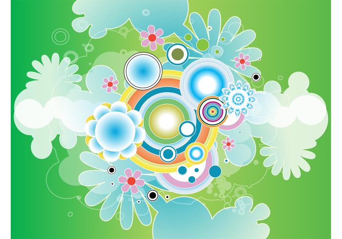 plants nature vector green gradient free backgrounds flowers floral dots colorful circle blossoms backdrop abstract 