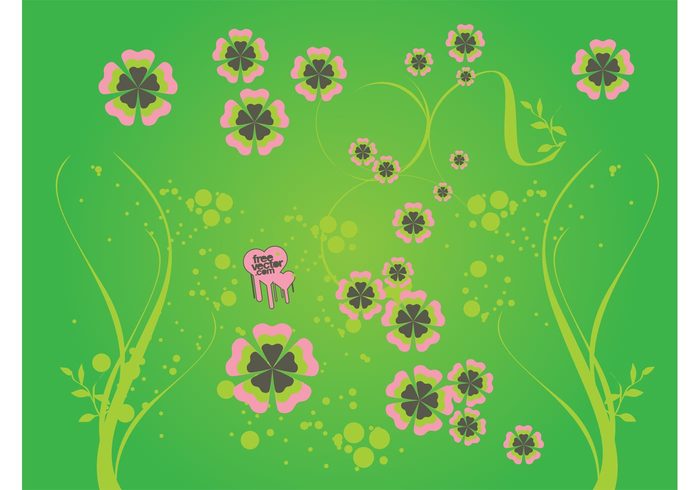 stem Spring graphics spring plants invitation growth green fresh flowers energy energetic dots cool clover bubbles 