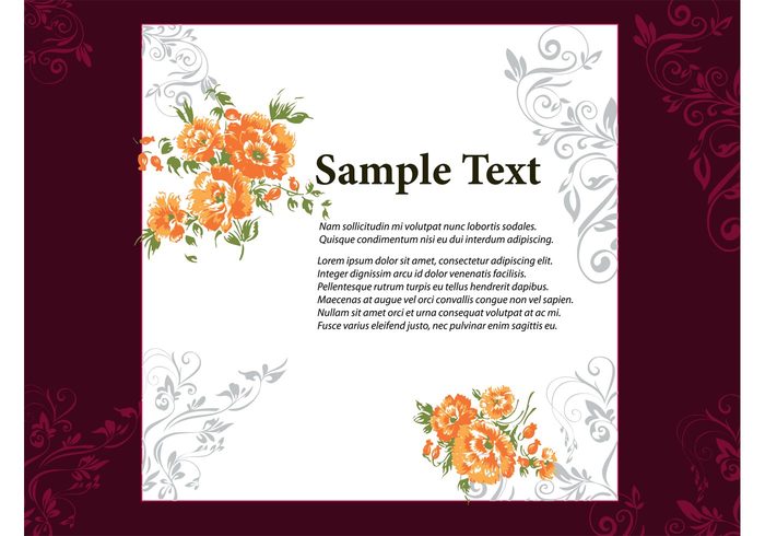 template plants nature layout invitation frame flowers floral filigree decoration colors colorful beautiful backdrop 