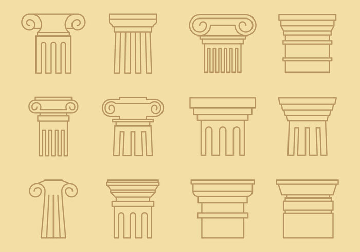 yellow white vector symbol style stone sign shape roman pillar pillar pedestal ornate order old marble logotype logo line italian isolated Ionic illustration icon greek gray graphic flat feature element drawing Doric design curve culture construction Concepts column color classical classic capital business art architecture architectural Architect antique ancient 