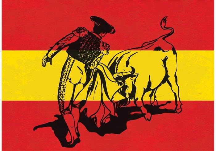 yellow vector Tradition Torture strength sport spanish Spain red Rage matador isolated Fight cruelty charging bull bullfight Bull fight bull buffalo black Bison animal angry Aggressive 