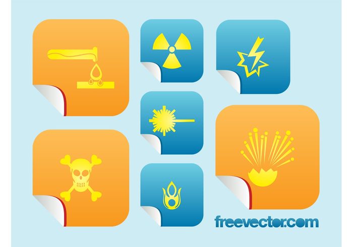 stickers science radioactive poison laser hazard fire explosive explosion electricity Dangerous danger Corrosive Corrosion chemistry 
