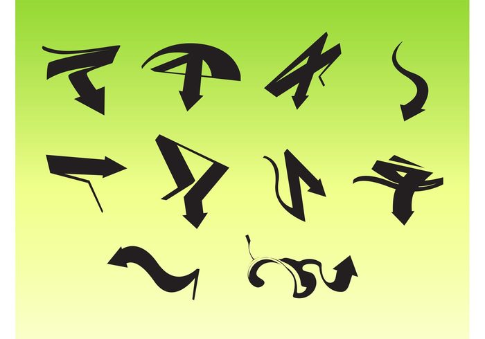 symbols swoosh swirl shapes point navigate logos icons guide direction curves curl arrows Arrow vectors abstract 