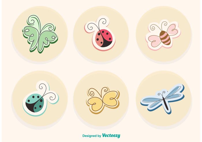 wing wildlife vector summer spring set red nature ladybug isolated insect illustration icon green graphic garden funny fun fly design cute colorful color collection cartoon bug beetle bee animal 