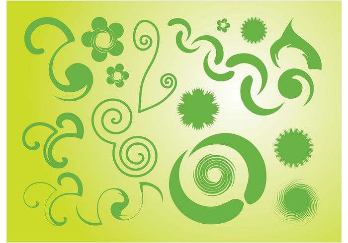 symbols swirls Shapes footage plants icons green fresh Flowers vectors Cool footage clip art ai file 