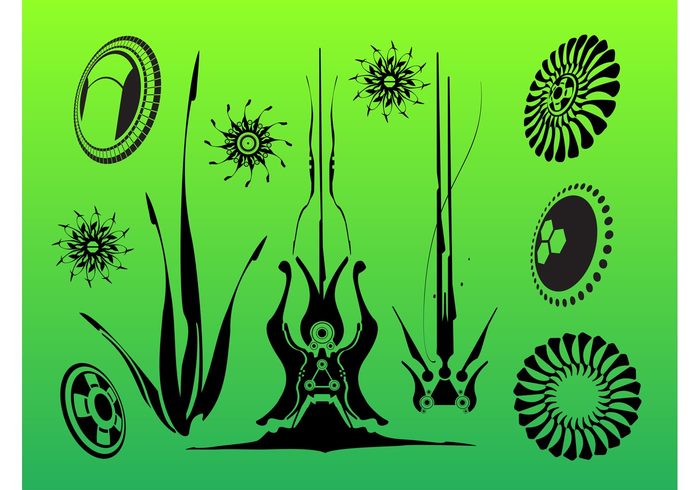 universe strange shapes science fiction round plant green futuristic future flowers floral ecology eco circles Blot 