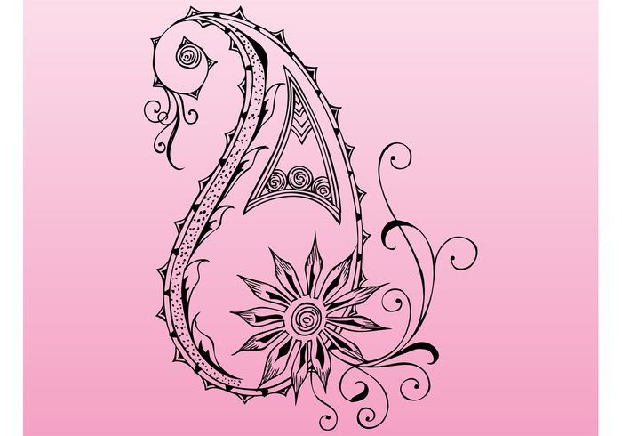 tattoo swirly swirls scroll plant petals nature leaves flower elegant decorations decal blossom bloom 