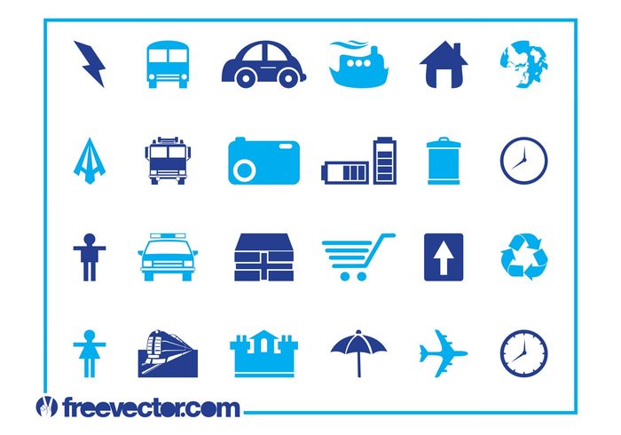world woman vehicles truck travel train symbols symbol shopping cart ship present police car planet person man lightning icons icon house home clock castle car bus airplane 