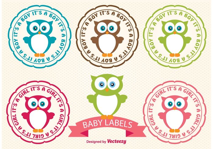 shower round labels pregnant pink party parents owl vector owl labels owl cartoon owl mom labels it's a girl it's a boy isolated invitation happy girl gift fun frame delivery daughter cute labels cute congratulations colorful child celebration card birth bird baby shower owl baby shower girl baby shower boy baby shower baby labels baby girl Baby Animals baby announcement animal adorable 