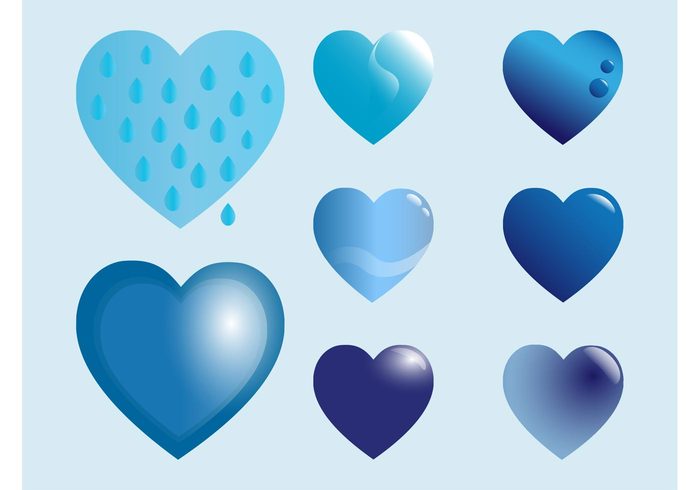 water valentines day shiny romantic romance rain love icons hearts drops 