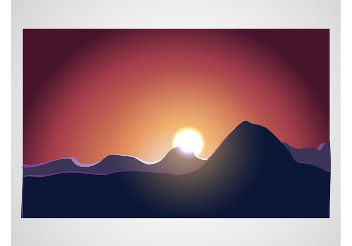 wallpaper sun sky silhouettes rays Peeks nature mountain light landscape background  