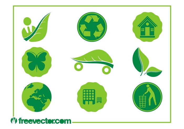 wheels recycle plants people nature logos leaves icons houses environment ecology eco butterfly buildings 