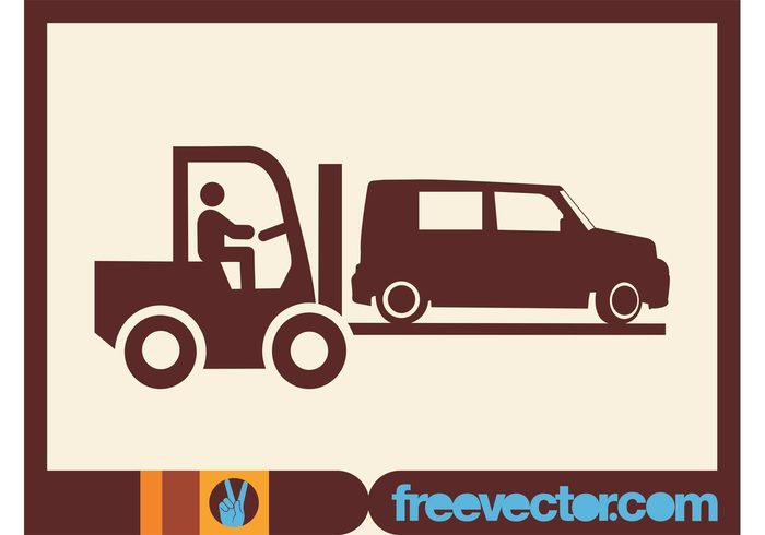 vehicle sticker silhouette person Mechanics mechanical logo Lift truck industrial heavy forklift driver decal car automobile auto 